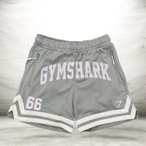 Gymshark Gray Mesh Shorts with White Accents